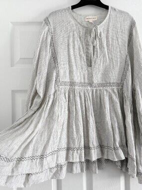 Wiggy Kit Striped Linen "Libertine" Top, size Large